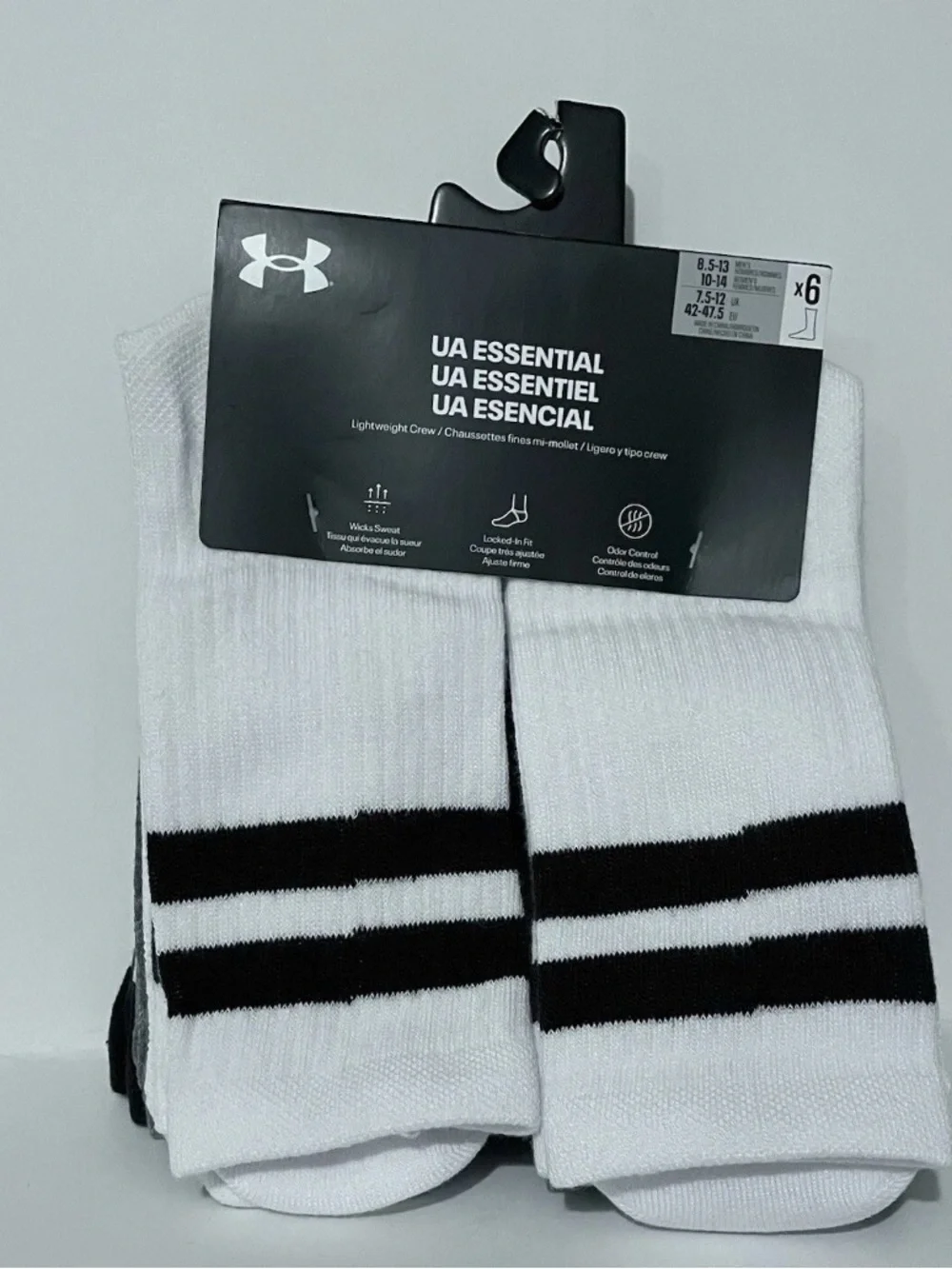 Under Armour Crew Socks 6 Pairs UA Logo Men's Sz 8.5-13 / Women's Sz 10-14 NEW!